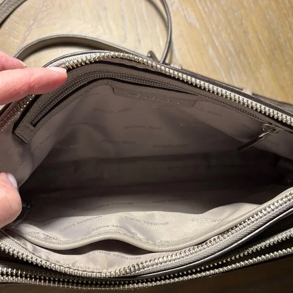 Michael Kors taupe/light gray Leather Crossbody Bag - Picture 6 of 7